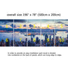 Wall Mural City and Harbor at dawn - Panoramic View - Peel and Stick Repositionable Fabric Wallpaper for Interior Home Decor