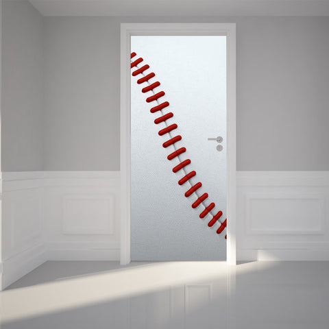 Door Wall Sticker Baseball - Peel & Stick Repositionable Fabric Mural 31"w x 79"h (80 x 200cm)