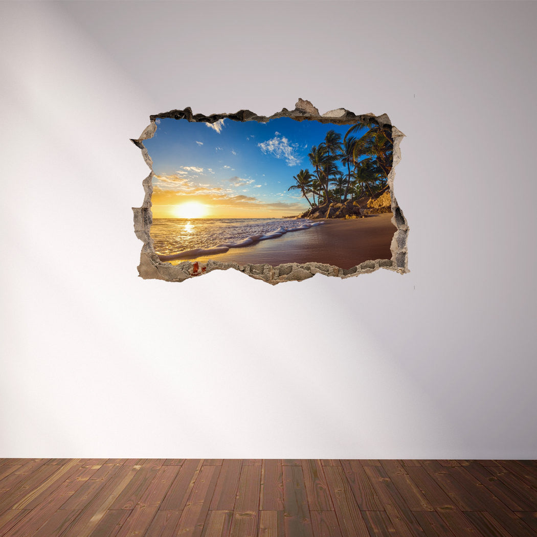 3D Through Wall Fabric Sticker Wall Decal - Paradise tropical