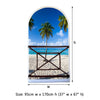 Arch balcony 3D Wall Mural Huge size - Beautiful beach and Tropical sea - Removable Peel and stick Fabric Decal