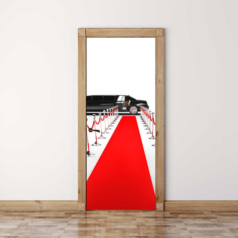 Door Mural Hollywood red carpet - Self Adhesive Fabric Door Wrap Wall Sticker