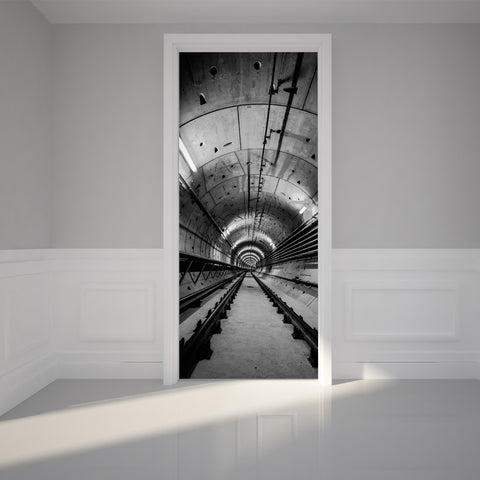 Door Wall Sticker Tunnel Subway - Self Adhesive Fabric Door Wrap Wall Sticker