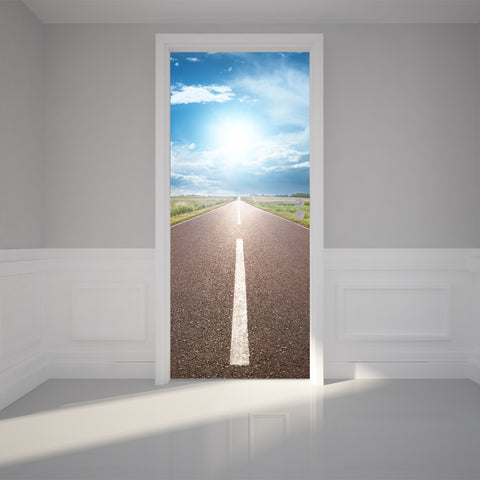 Door Wall Sticker Driving Road - Self Adhesive Door Skin, Cover, Wrap