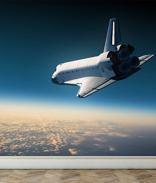 Wall Mural Space Shuttle make a landing, Peel and Stick Fabric Wallpaper
