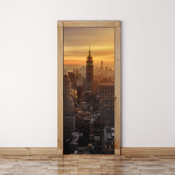 Door Mural Manhattan's light - Self Adhesive Fabric Door Wrap Wall Sticker