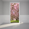 Door Wall Sticker Cherry Blossoms Place - Self Adhesive Fabric Door Wrap Wall Sticker