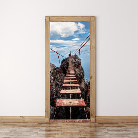 Door Mural Suspension bridge on the Mount - Self Adhesive Door Skin, Cover, Wrap