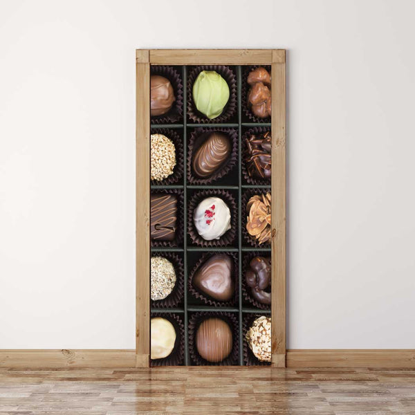 Door Mural Chocolate gift - Self Adhesive Fabric Door Wrap Wall Sticker