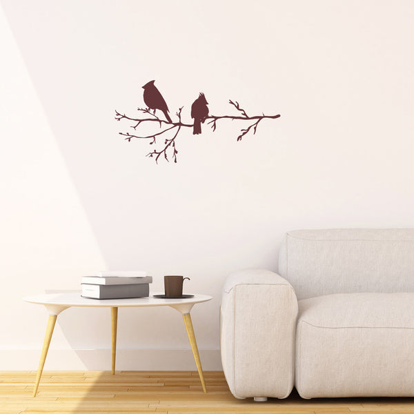 Winter Birds on Branch, Vinyl Wall Stickers Art