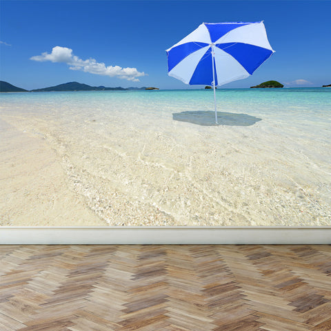 Wall Mural Umbrella on the Beach, Peel and Stick Fabric Wallpaper for Interior Home Decor