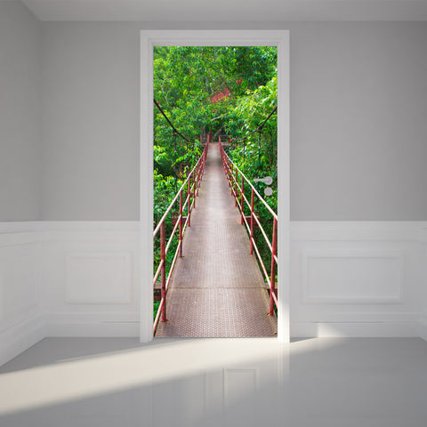 Door Wall Sticker Hanging Bridge - Self Adhesive Fabric Door Wrap Wall Sticker