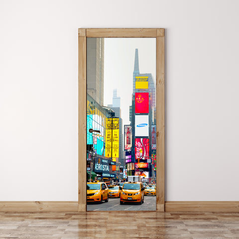 Door Mural NEW YORK CITY Times square - Self Adhesive Door Wrap Wall Sticker