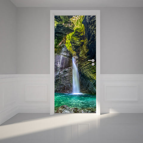 Door Wall Sticker Waterfall - Self Adhesive Fabric Door Wrap Wall Sticker