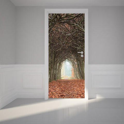 Door Wall Sticker Tunnel of Trees - Self Adhesive Door Skin, Cover, Wrap