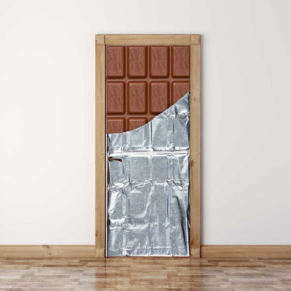 Door Mural Chocolate bar - Self Adhesive Fabric Door Wrap Wall Sticker