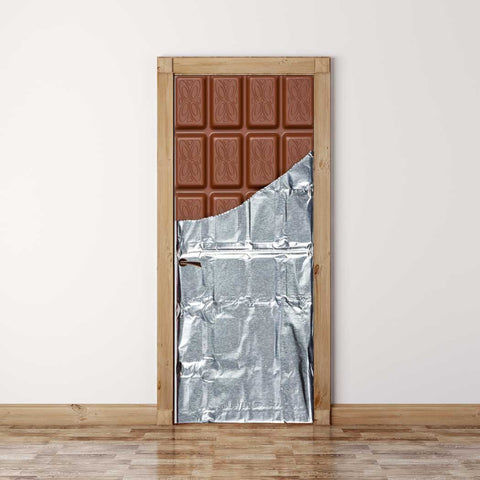 Door Mural Chocolate bar - Self Adhesive Fabric Door Wrap Wall Sticker