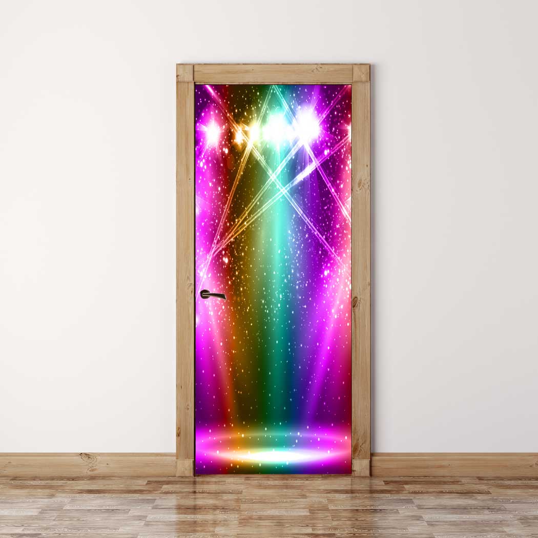 Door Mural Stage spotlight Self Adhesive Fabric Door Wrap Wall Sticker