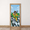 Door Mural Flying Superhero - Self Adhesive Fabric Door Wrap Wall Sticker