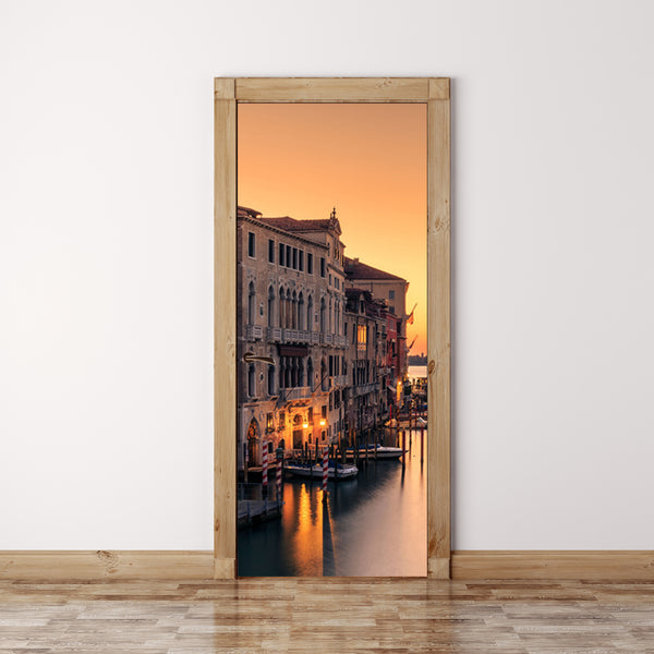 Door Mural Dawn on Venice - Self Adhesive Fabric Door Wrap Wall Sticker