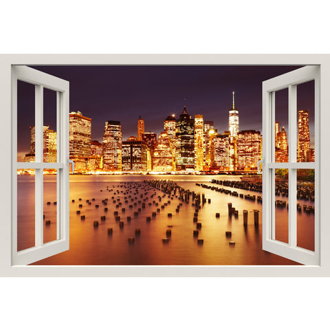 Window Frame Mural New York City - Peel and Stick 3D Wall Decal