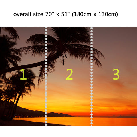 Wall Mural Tropical sunset beach with palm tree, Peel and Stick Fabric Wallpaper for Interior Home Decor