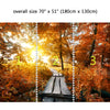 Wall Mural Autumn and small bridge, Peel and Stick Fabric Wallpaper