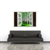 Window Frame Mural Summer Birch Forest - Peel and Stick 3D Wall Decal