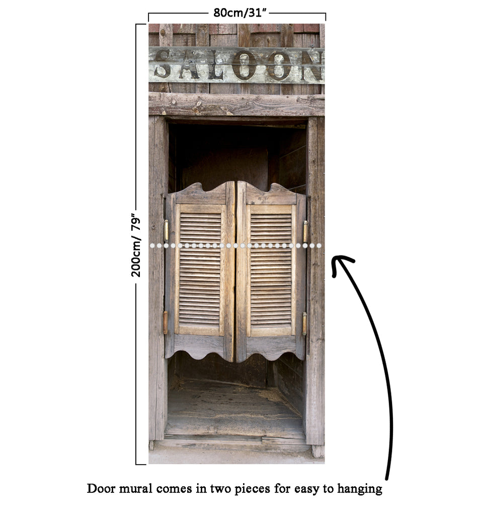 Door Mural Old Western Saloon Doors - Self Adhesive Fabric Door