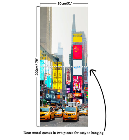 Door Mural NEW YORK CITY Times square - Self Adhesive Door Wrap Wall Sticker