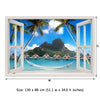 Window Frame Mural Palm Beach with Hammock - Peel and Stick 3D Wall Decal