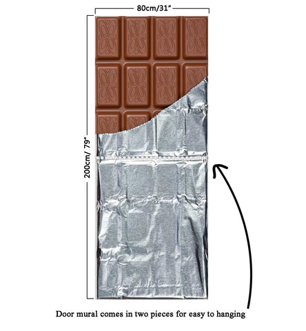 Door Mural Chocolate bar - Self Adhesive Fabric Door Wrap Wall Sticker