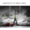 Wall Mural Eiffel Tower in Paris and Retro red car, Peel and Stick Fabric Wallpaper for Interior Home Decor
