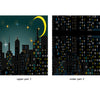 Door Wall Sticker City skyline night - Self Adhesive Fabric Door Wrap Wall Sticker