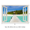 Window Frame Mural Beach on a Tropical Island - Peel and Stick 3D Wall Decal