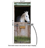 Door Mural White horse in Stable - Self Adhesive Fabric Door Wrap Wall Sticker