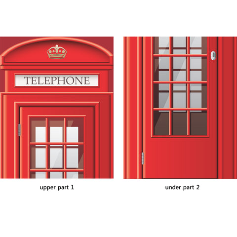 Door Wall Sticker London Phone Booth - Self Adhesive Fabric Door Wrap Wall Sticker