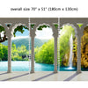 Wall Mural Waterfall in deep Forest Arch structure, Peel and Stick Fabric Wallpaper for Interior Home Decor