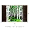 Window Frame Mural Summer Birch Forest - Peel and Stick 3D Wall Decal