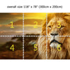 Wall Mural Lion on savanna, Peel and Stick Fabric Wallpaper for Interior Home Decor