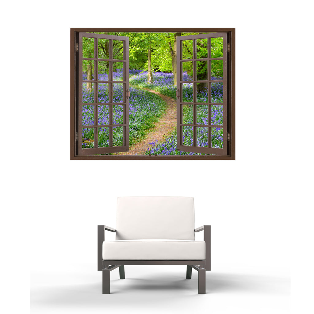 Window Frame Mural Bluebell Wood - Huge size - Peel and Stick Fabric I ...