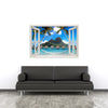 Window Frame Mural Palm Beach with Hammock - Peel and Stick 3D Wall Decal