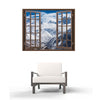 Window Frame Mural Mountains in Everest region - Peel and Stick Illusion 3D Wall Decal