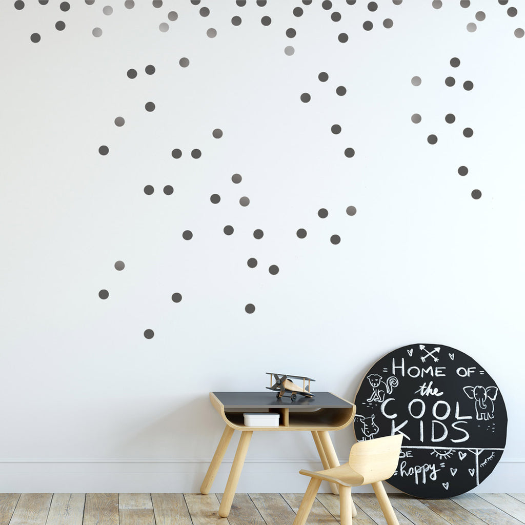 Silver Wall Vinyl Decal Dots (210 Decals) Vinyl Polka Dot Round