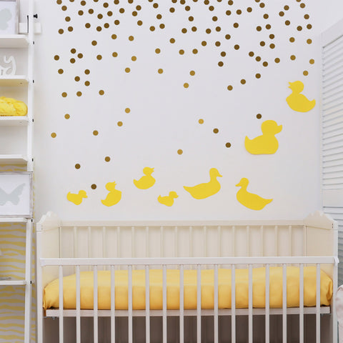 Metallic Gold Wall Vinyl Decal Dots (210 Decals) Vinyl Polka Dot Decor