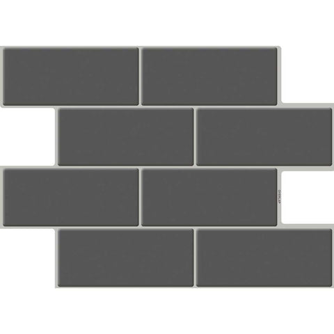 Deep gray Subway Tiles Pack of 5 Peel and Stick