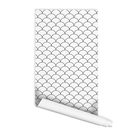 Scallop pattern Amalia Peel & Stick Removeable Fabric Wallpaper