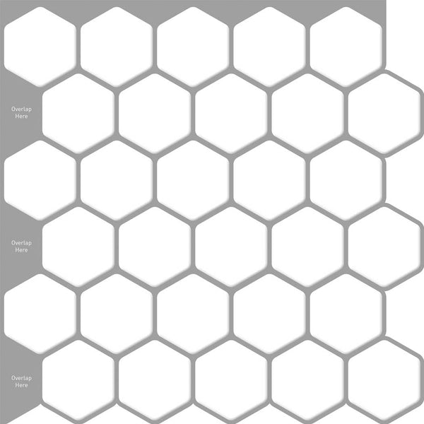 Peel and Stick Tile Stickers Pack of 5 White Hexagon Tiles ,Self Adhesive Wall Tiles