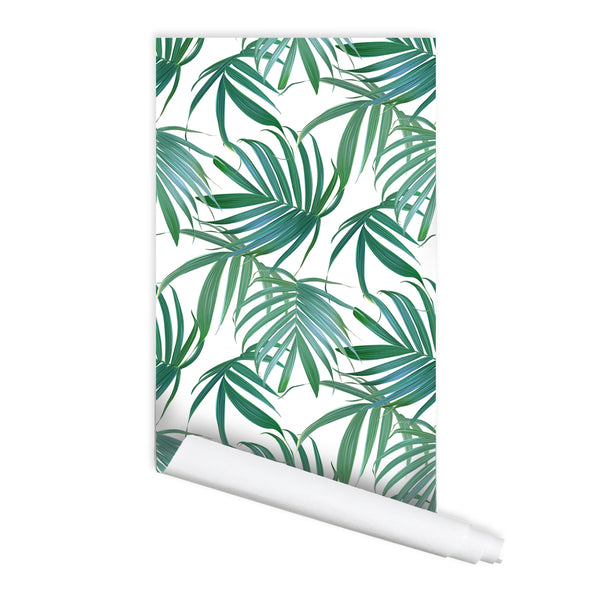 Tropical leaves Pattern Carolina Self adhesive Peel and Stick Fabric Wallpaper