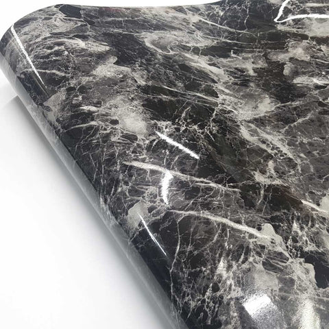 Marble Interior film Self adhesive Glossy Black Marble Paper Basti, Self-Adhesive Film