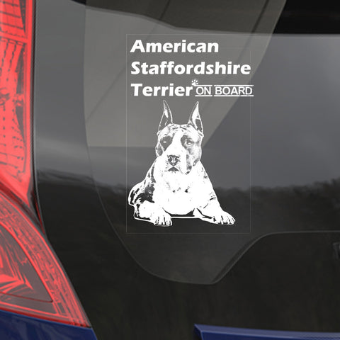 Car Window Sticker, American Staffordshire Terrier Clear Vinyl Decal On Board Stickers